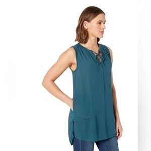 PrAna Women’s size Small Teal Blue Crinkle Sleeveless Tunic